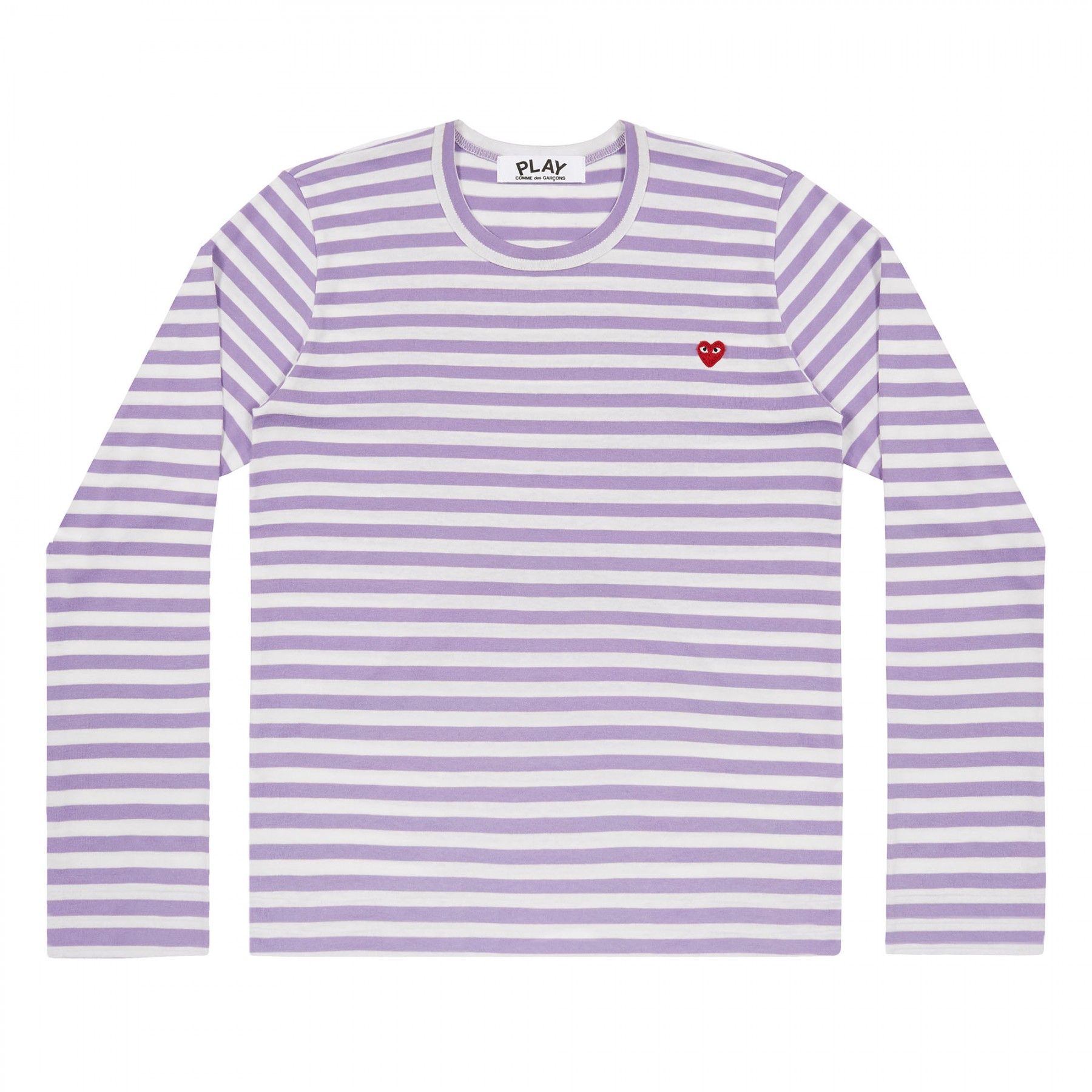 꼼데가르송 PLAY 스트라이프 티셔츠 리틀 레드하트 Purple+White (남성)