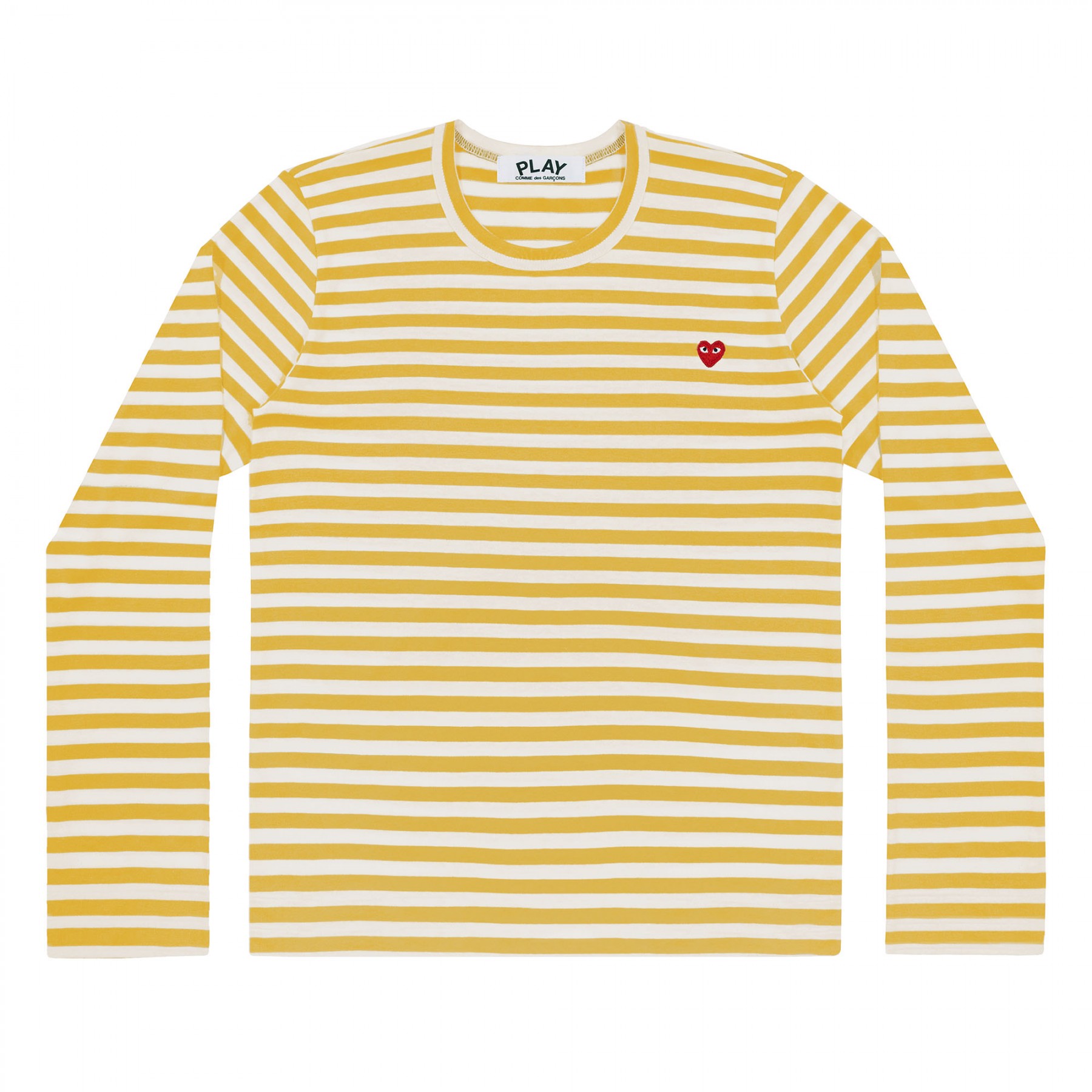 꼼데가르송 PLAY 스트라이프 티셔츠 리틀 레드하트  Yellow+White (남성)